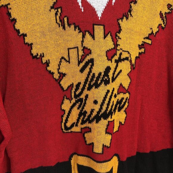 NEW Ugly Christmas Santa Suit Knit Beard Red Sweater Mens Large - Picture 4 of 10